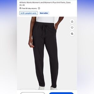 Athletic Works Women's Black Knit Track Pants